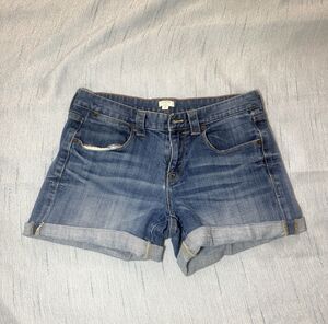 J Crew Denim Shorts Womens Size 6 Stretch Cuffed Blue Jean Shorts Casual